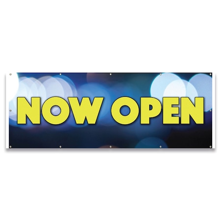 Signmission Now Open Banner Concession Stand Food Truck Single Sided B-120-30118